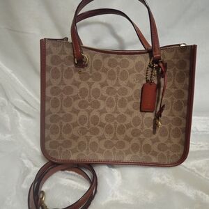 Coach Brown and Red Signature Satchel